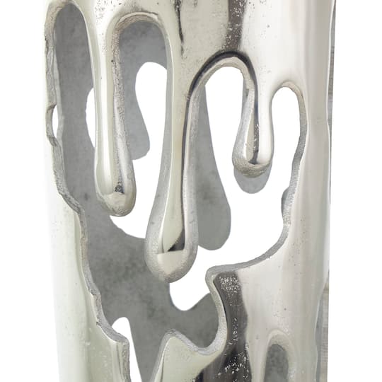 31" Silver Aluminum Drip Vase with Melting Designed Body